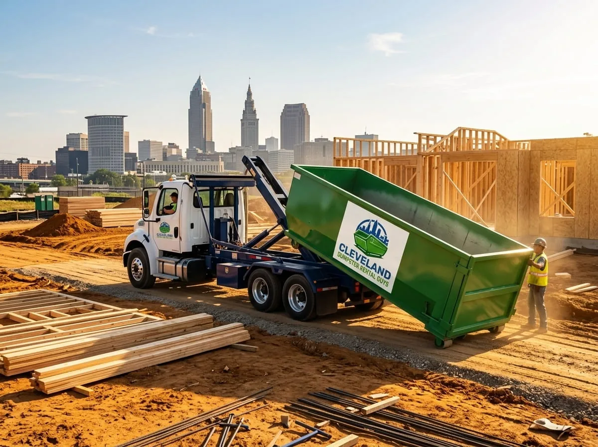40 yard roll-off dumpster at a commercial site in Cleveland