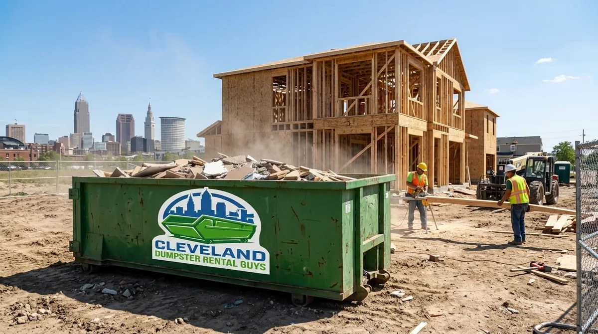 Commercial roll-off dumpster behind an Cleveland business