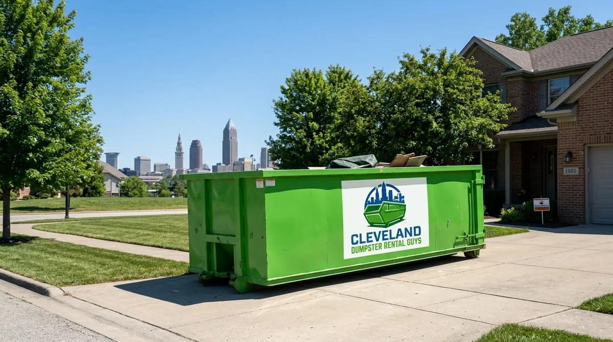 Row of roll-off dumpsters in different sizes